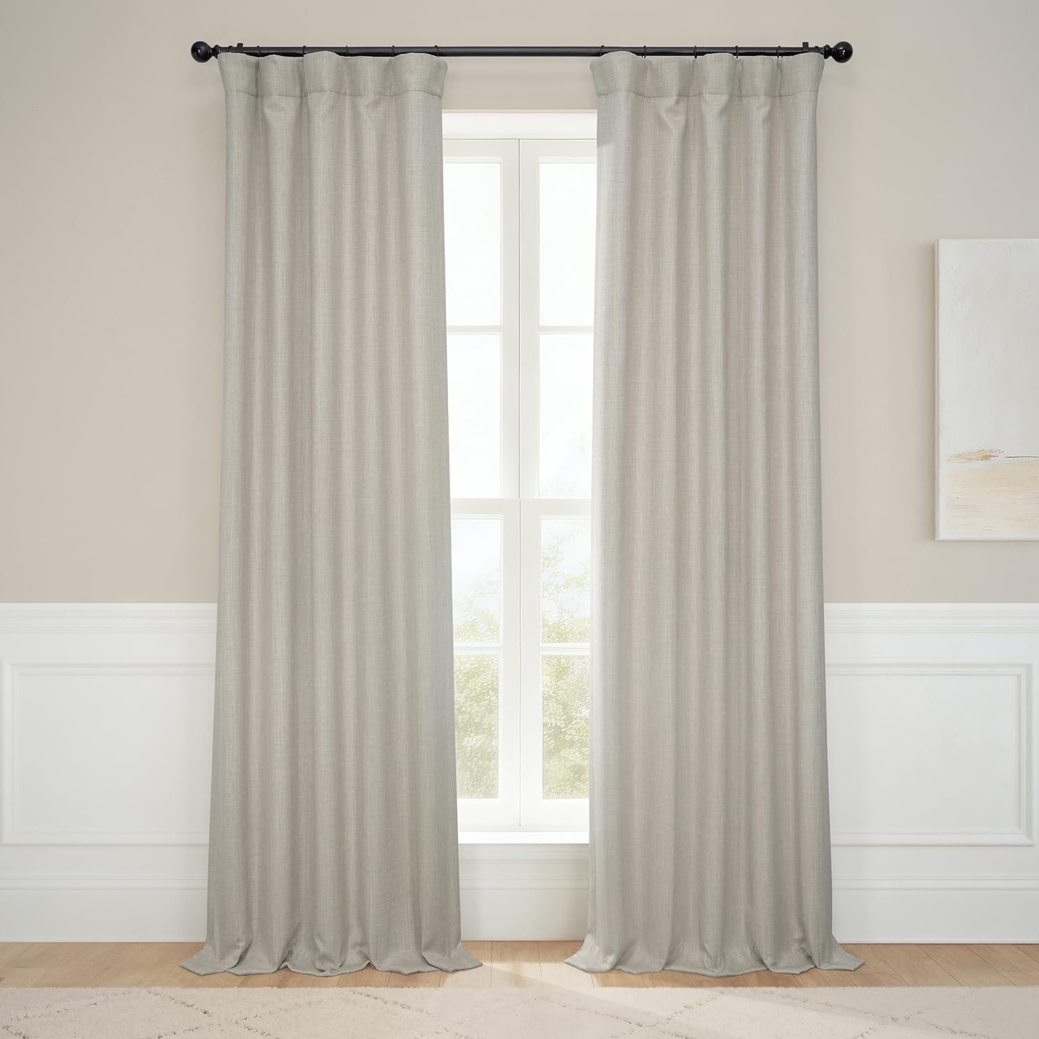 HPD Half Price Drapes Faux Linen Textured Room Darkening Curtains for Bedroom 120 Inches Long (1 Panel), 50W X 120L Curtains for Living Room Home Decor, Thatched Tan — image 1