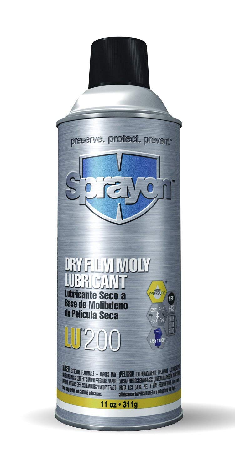 Sprayon LU200 DRY FILM MOLY LUBRICANT 11 oz Aerosol SKU S00200000