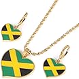 Heart Enamel Jamaica Pendant Necklaces Jewellery Gold Color Jewelry Jamaican Flag Jewelry