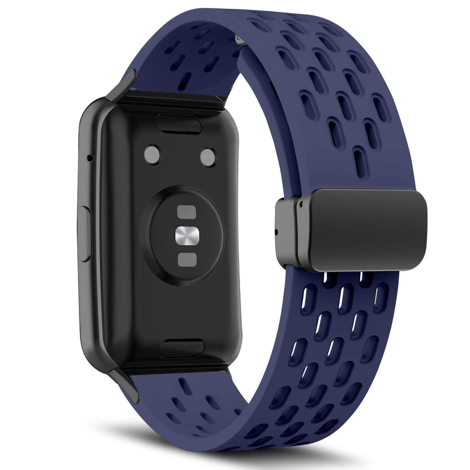 MaEiol Strap Compatible with Huawei Watch Fit Soft Breathable Magnetic Buckle Silicone Watch Bands Replacement Straps for Unisex - Darkblue