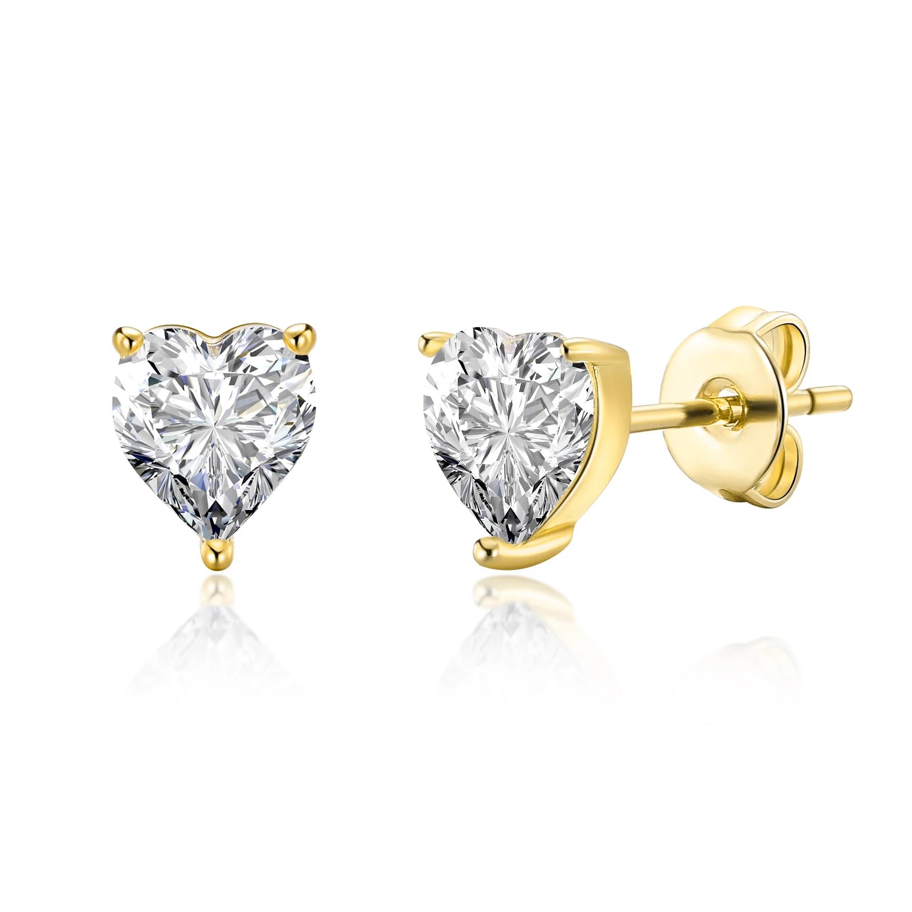 Philip Jones 18k Gold Plated Heart Earrings Created with Zircondia® Crystals