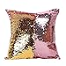 Fengheshun Reversible Sequins Mermaid Pillow Covers 40×40 cm Magical Color Changing Pillowcase Christmas Decoration (Pink Purple+Gold)