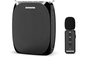 ZOWEETEK Voice Amplifier with Wireless Lavalier Lapel Microphone for Teachers,2025 New Personal Microphone System,Portable Speaker Clip On Microphone,Mini Voice Amplifier for Speech, Meeting,Yoga