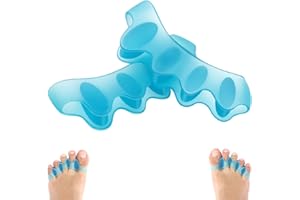 THSTOIC Toe Separators for Women Men, 2 Pcs Toe Spacers & Straightener - Correct Hammer and Plantar Fasciitis, Gel Silicone Toe Separators for Bunions, Curled, Overlapping Toes (Blue)