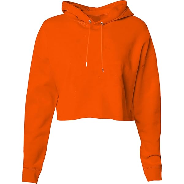 URBAN BUCK Womens Neon Orange Cropped Hoodie Casual High Visibility Long  Sleeve Lamey Workout Crop Top Pullover Hooded Sweatshirt (XL) at Amazon  Women's Clothing store