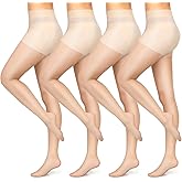 Mepase 4 Pairs Women Golf Sheer Tights UV Protection Stockings with Reinforced Toes Non Slip Sheers Tights Outdoors
