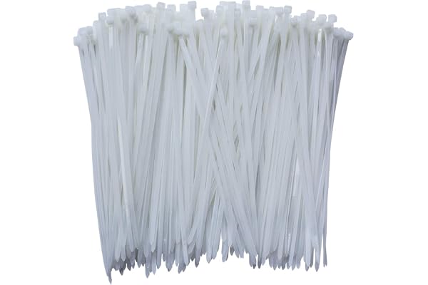 8 Inch Clear Zip Ties (Tying Length 6.7"), 300pcs Nylon Cable Ties,Heavy Duty Cord Strap WHITE