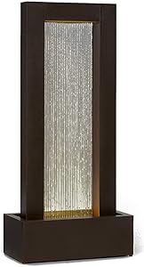 Blumfeldt Skyriver Garden Fountain- Water Feature, Indoor Fountain, Decorative Fountain, Indoor & Outdoor, Water Feature in LoopFlow Concept, 393 inches Cable with Safety Plug, Lighting, Bronze Look