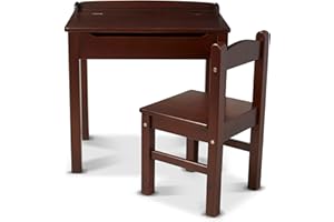 Melissa & Doug Wooden Lift-Top Desk & Chair - EspressoChildren's Furniture, Toddler Desk and Chair Set, for Toddlers and Kids