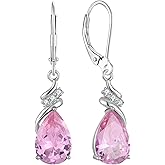 Blaniy Teardrop Dangle Drop Earrings 925 Sterling Silver Leverback Created Gemstone Earrings Birthstone Jewelry for Women