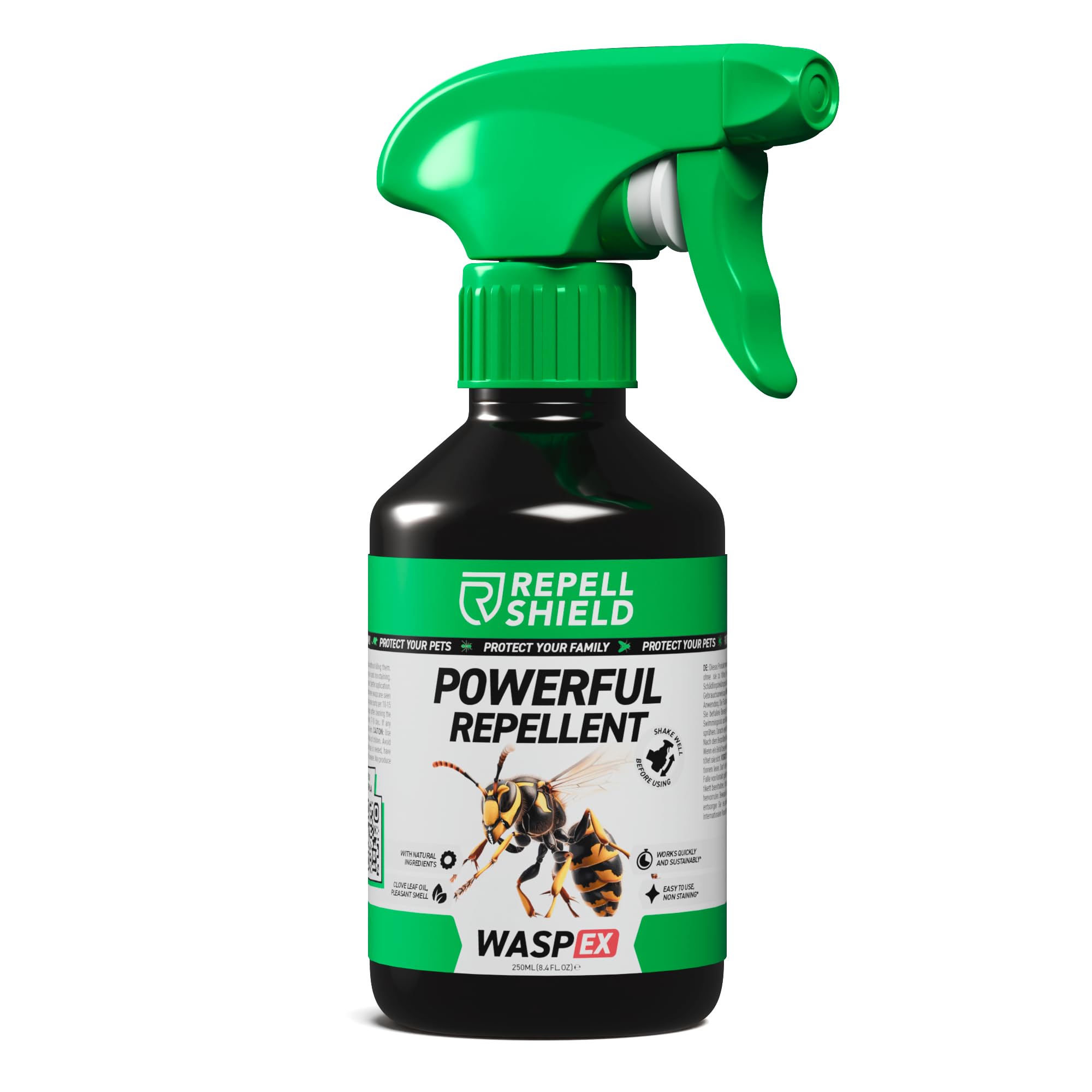 RepellShield Wasp Repellent Spray -250ml- Outdoor Wasp Repellent for Garden, Patio, Doors, Windows & Bins & Sheds - Natural Barrier for BBQ Areas, Balconies, Entry Points & Family Spaces in UK Homes