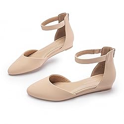 Cusolemore Ankle Strap Flats for Women, Comfortable