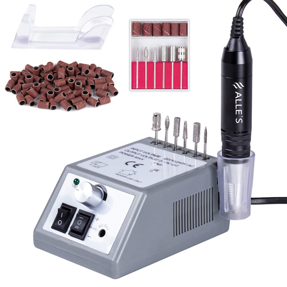 Photo 1 of 30000 RPM Professional Nail Drill Machine Efile Electric Nail Filer Kit for Finger Toe Nails, Acrylic Gel Nails, Manicure Pedicure Drill with 6Pcs Nail Bits, 106Pcs Sanding Bands - Grey