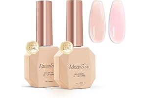 MelodySusie 2PCS 15ML Nude and Pink Builder Gel Set for Nails Thickening, Soak Off UV Extension Gel Rhinestone Glue in a Bottle for Nail Art Design Gift for Women DIY Manicure at Home