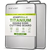 Chopzilla XL Double Sided Titanium Cutting Board - 15.75" x 10.5" | Food Safe, Knife Friendly, Etched-In Ruler, Non Slip Feet, Hanging Handle, Dishwasher Safe