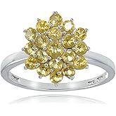 Ice Gems Sterling Silver Genuine Citrine Flower Ring