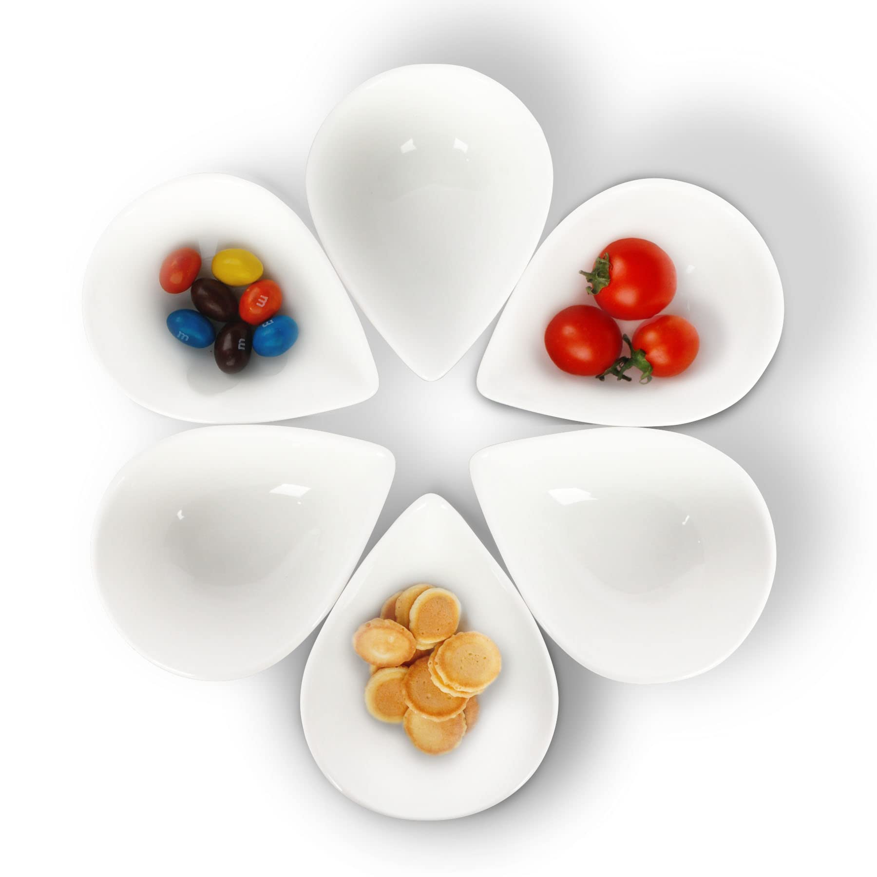 Keponbee Dipping Sauce Dishes Set of 6 Ceramic Pinch Bowls Mini Side Seasoning Condiment Sushi Soy Dipping Bowl Snack Serving Dishes Mini Dessert, 150ml/pc