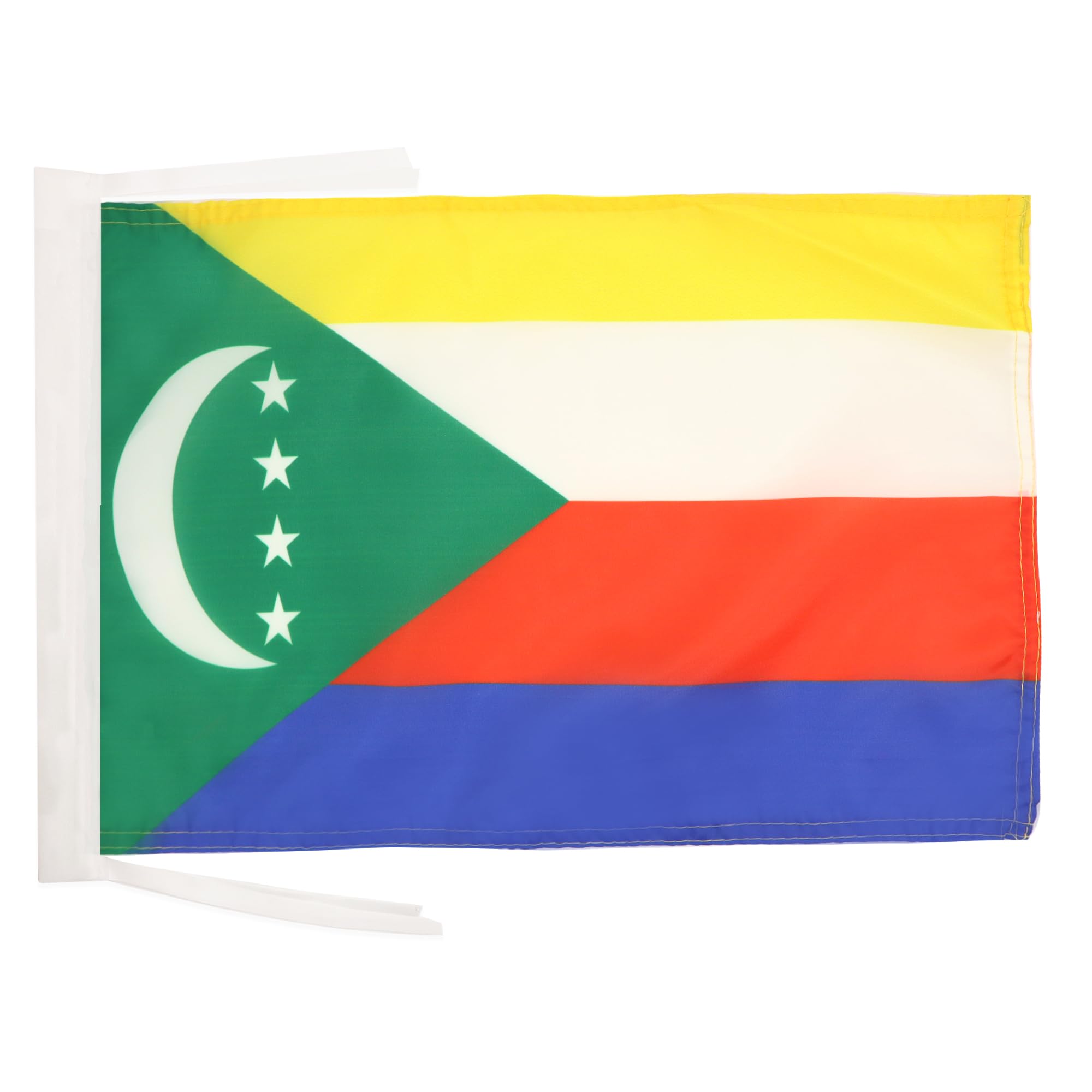 AZ FLAG - Comoros Flag - 18'' x 12'' - 100% Polyester Comoran Small Banner with Two Cords - Fade Resistant - Vivid Colors - 18x12 in - 45x30 Cm