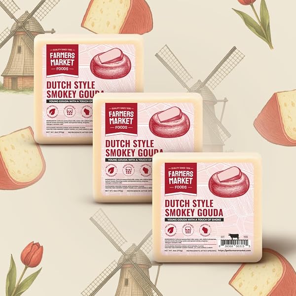 FARMERS MARKET, GLUTEN FREE, KETO, PALEO, LOW SODIUM, ZERO SUGAR, WISCONSIN CHEESE GIFT SETS, 3-PACK, DUTCH STYLE SMOKEY GOUDA