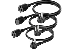 PLUGTUL 14 Gauge Short Extension Cord 3 FT, Black, Low Profile 3 Prong Power Extension Cord with Grounded for Safety, 3-Pack,