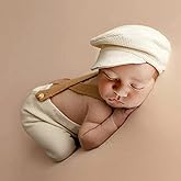 Holibeat Newborn Boy Photography Props Baby Boy Photo Shoot Outfits Infant Gentleman Romper Suits with Hat