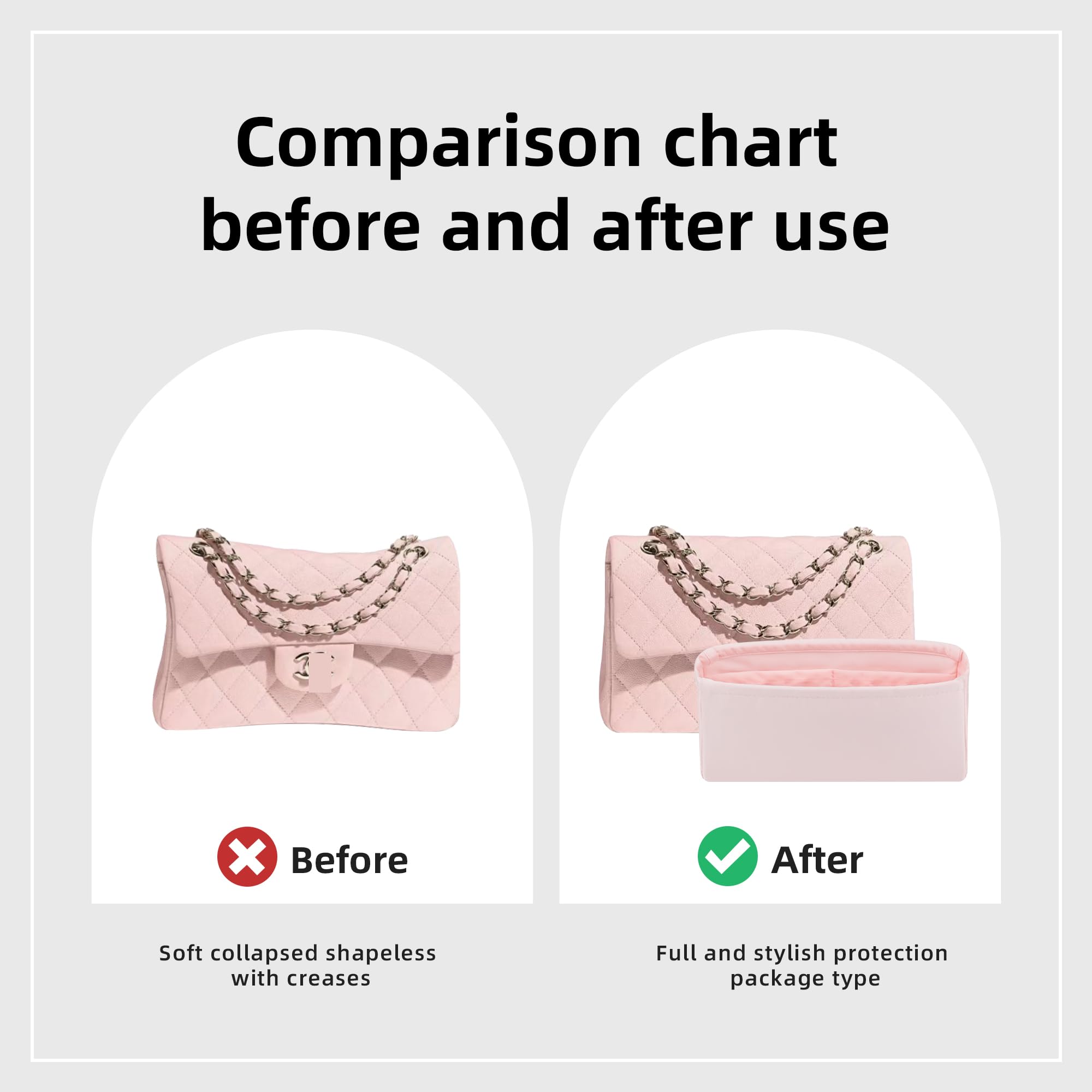 DGAZ Purse Organizer Insert，Silk Bag Organizer，Luxury Handbag & Tote Shaper Fits Chanel CF Bags