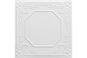 À LA MAISON CEILINGS A La Maison Ceilings R32c Topkapi Palace Foam Glue-up Ceiling Tile (21.6 sq. ft./Case), Pack of 8, Plain White