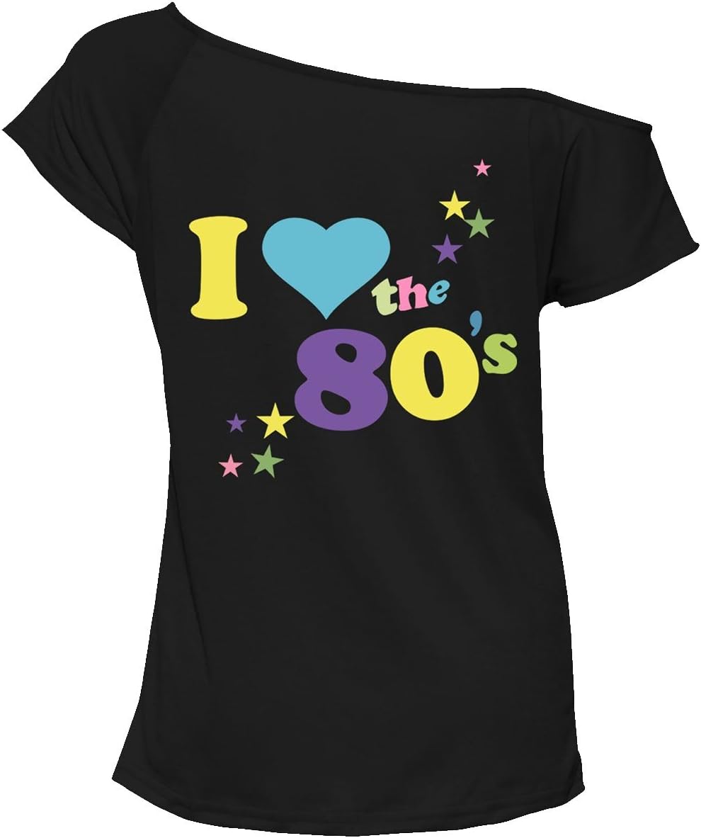 Womens I Love 80s Fancy Dress Top Ladies Retro Parties Pop Star Tee T Shirt Top 1980s Party Top Hen Night Stag Do