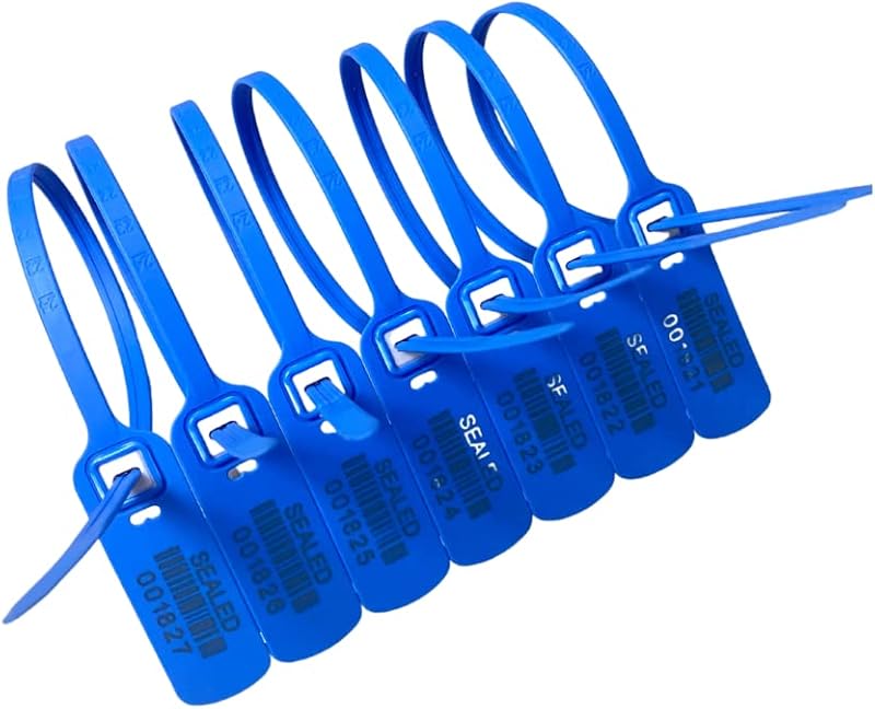 Duebass 100x 16" Blue Numbered Plastic Security Zip Ties for Trucks Trailers