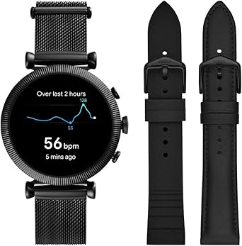 Fossil Gen 4 Smartwatch Sloan HR con Pantalla táctil y Correa de Malla en Acero Inoxidable,Set de Correas de Regalo para Mujer FTW6055SET