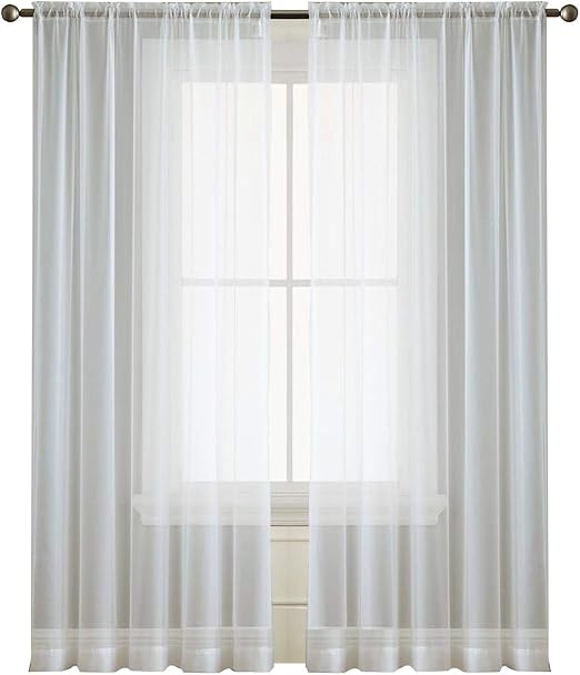 Amazon Com Passenger Pigeon White Sheer Curtains Rod Pocket Semi