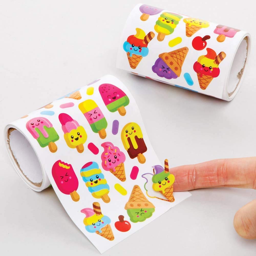 Baker Ross FE385 Ice Cream Stickers for Kids - Pack of 940, Craft Stickers for Children, Value Pack, Ideal for Arts and Crafts Projects, Childs Scrapbook Stickers and Reward Charts, Ivory