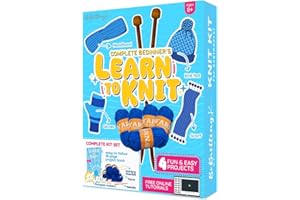 BeKnitting Knitting Kit for Beginners Adults & Kids - Learn to Knit - Yarn, Pompom Makers, Needles & Other Supplies