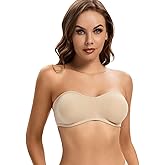 ANGOOL Strapless Bra for Women Padded Non-Slip Silicone Bandeau Bra Seamless Comfortable Wirefree Tube Top Bralette