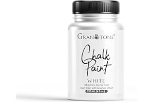 GRANOTONE Chalk Paint for Furniture | Matt-Finish Water-Based Acrylic Paint for Wood, Walls, Metal, Glass, Paper, Fabric Canvas | Maximum Coverage Chalk Paint for Kids & Adults, 120 Ml (WHITE)