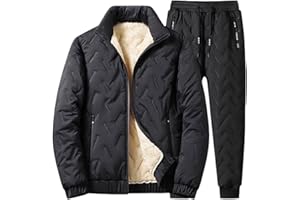 Men's Outfits Men's Winter Thermal Wool Snowsuit with Windproof Hooded Jacket and Insulated Pants for Outdoor Snowboarding