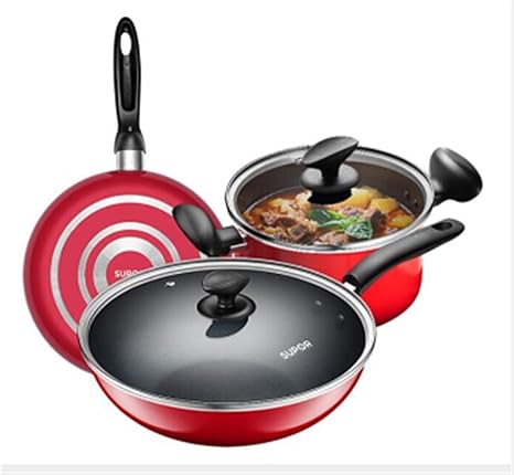 Amazon 調理器具セット 安全な調理器具セット 3ピースポットセット 強化ガラス蓋付きガス誘導調理器に適した快適なハンドルアルミニウム電磁調理 器お手入れが簡単調理器具 鍋 フライパンセット オンライン通販