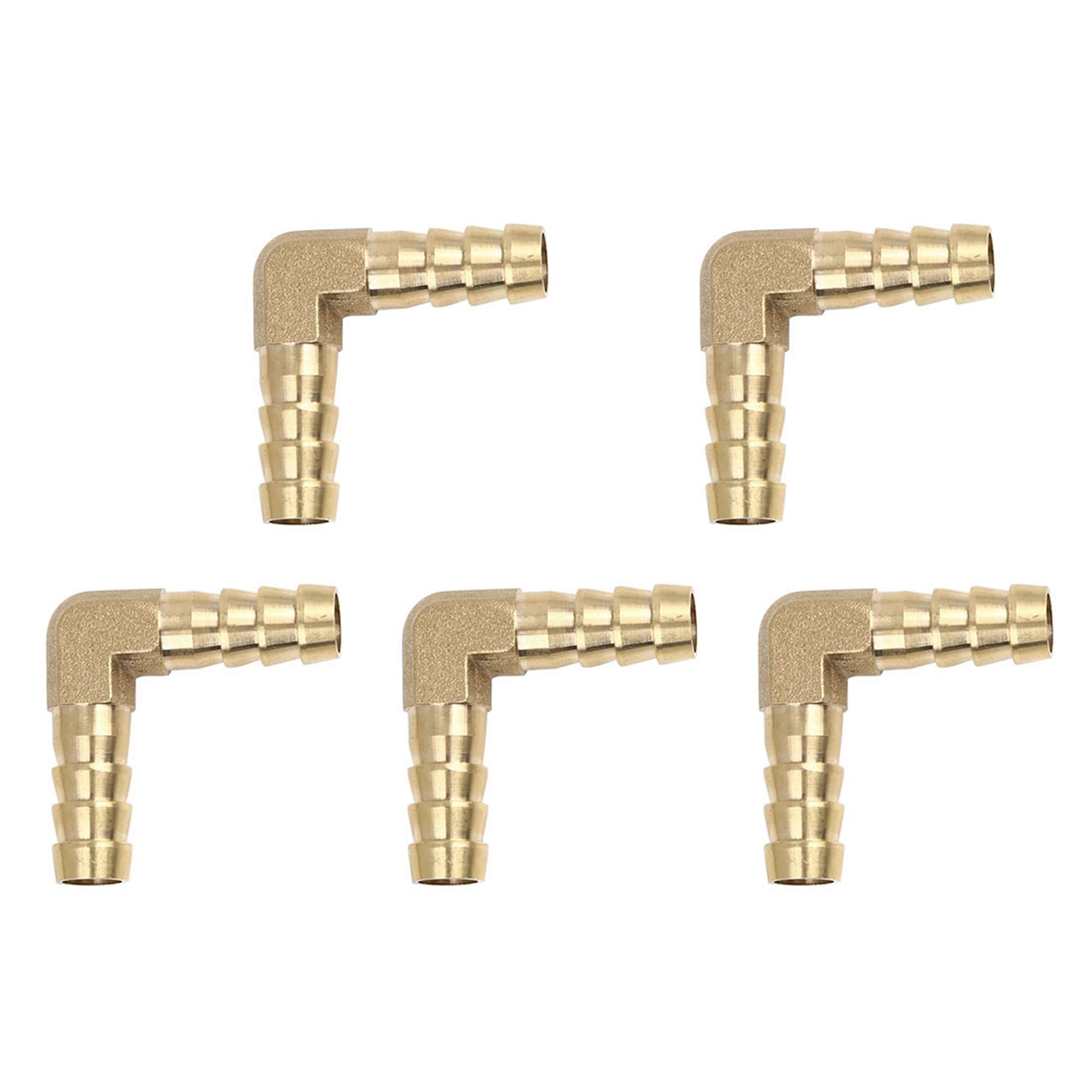 X AUTOHAUX 10mm Hose Barb Elbow 90 Degree Brass Fitting for Air Water Oil 5pcs