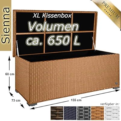 Auflagenbox Mit Verstarktem Deckel Und Gasdruckfedern Natur Rs Trade Sienna 650l Polyrattan Garten Kissenbox Wetterfest Als Sitztruhe Oder Tischplatte 155 X 73 X 60 Cm Regnet Nicht Rein Sidra Hospital