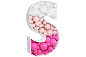 JW PASSION - PREMIUM QUALITY, MADE WITH PASSION 3FT Tall Mosaic Balloon Frame Letters Big Marquee Light Up LettersDIY Kit for Birthday Party Wedding Backdrop Decor Letter S Pre-Cut Foam Board