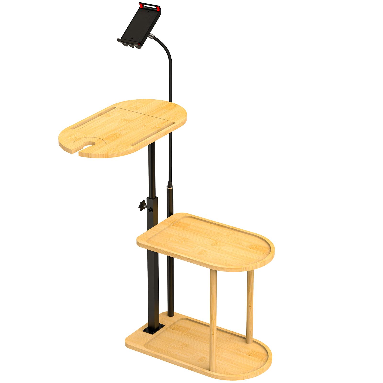 Linkidea Wooden Bathtub Tray with Tablet Holder, 3 Layers Multifunctional Bath Caddy for Space Save, Adjustable Bathroom Accessories Suitable for Phone, Toiletries Organize