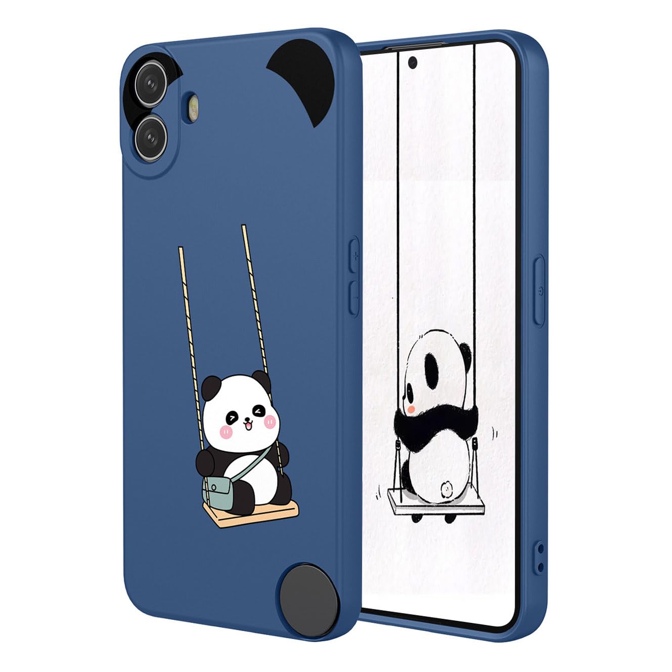 YUECXIN Case for Nothing CMF Phone 1 5G, Ultra thin Liquid Silicone Silky Soft Touch Cute Pattern Girls Cover, with Microfiber Lining Shockproof TPU Bumper Case. Panda