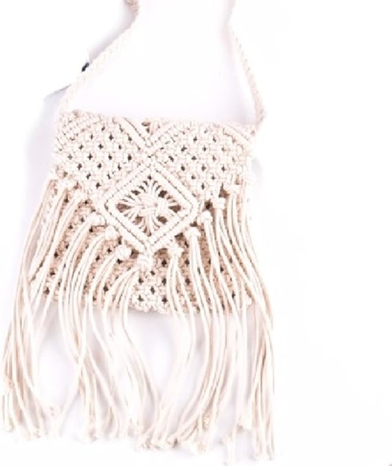 Amazon エスニック かぎ針編み フリンジ ショルダーバッグ ポシェット レディース オリジナル エコ バッグセット フリー ホワイト ショルダーバッグ
