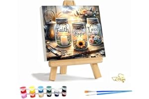 VIGEGU Paint by Numbers Kit for Adults with Frame,Paint by Number for Beginner DIY Faith,Hope,Love Wishing Bottle Adult Paint by Number Kits for Home Decor 12x12inch