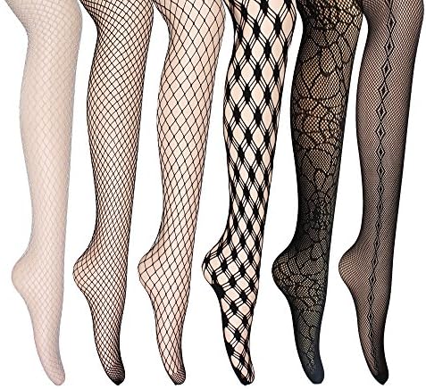 Kingspearl Fishnet Stockings Set 6 Pairs Patterned Tights Lace Pantyhose for Women High Elasticity (Pattern 2)