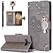 ikasus Galaxy Note 8 Case,Galaxy Note 8 Cover, Bling Diamonds Glitter Embossing Mandala Owl PU Leather Fold Wallet Flip Stand Protective Case Cover + Dust Plug & Stylus for Samsung Galaxy Note 8,Gray