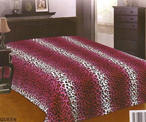 All Seasons Super Soft Luxury Coral Micro Fleece Plush Throw Blanket Full / Queen Animal Leopart Print Pink