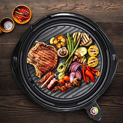 Elite Gourmet EMG980B Smokeless Electric Tabletop Grill Nonstick, 6