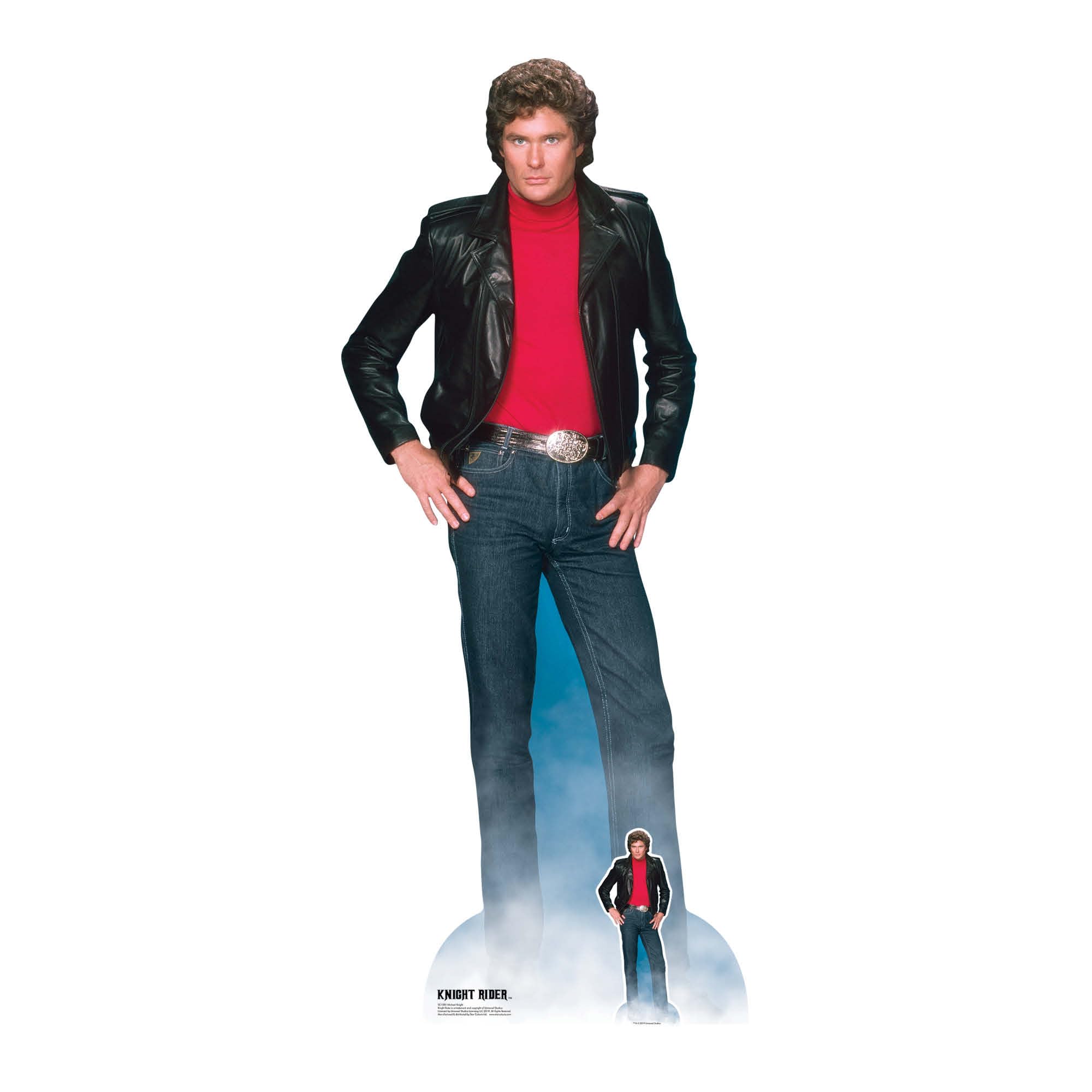 Star Cutouts SC1381 Michael David Hasselhoff Knight Rider Lifesize Cardboard Cutout with Free Mini Standee Perfect for 80s parties, fans and events 190cm/6ft Tall, ONE SIZE