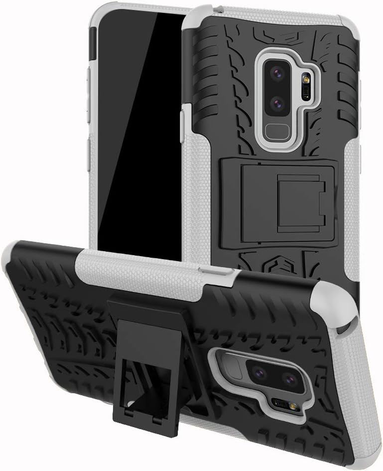 Galaxy S9 Plus Case, Viodolge [Shockproof] Rugged Dual Layer Protective Phone Case Cover with Kickstand for Samsung Galaxy S9 Plus / S9+ (White)
